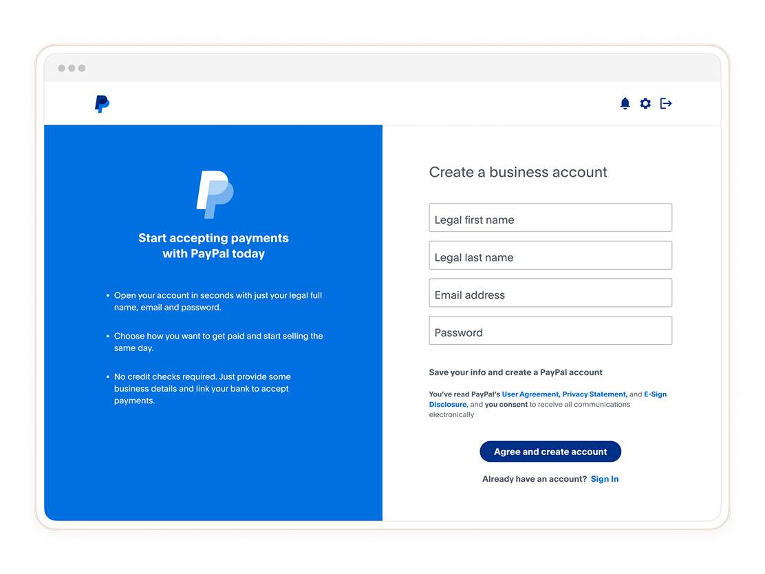 Création d'un compte PayPal professionnel